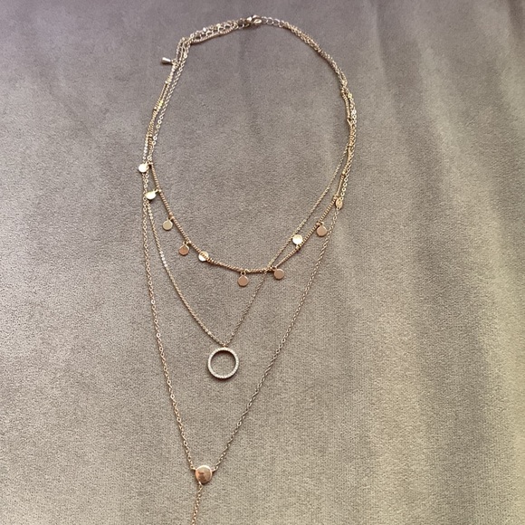 Panacea Gold Pave Circle Gold Disc Layered Lariat Necklace - Picture 8 of 8